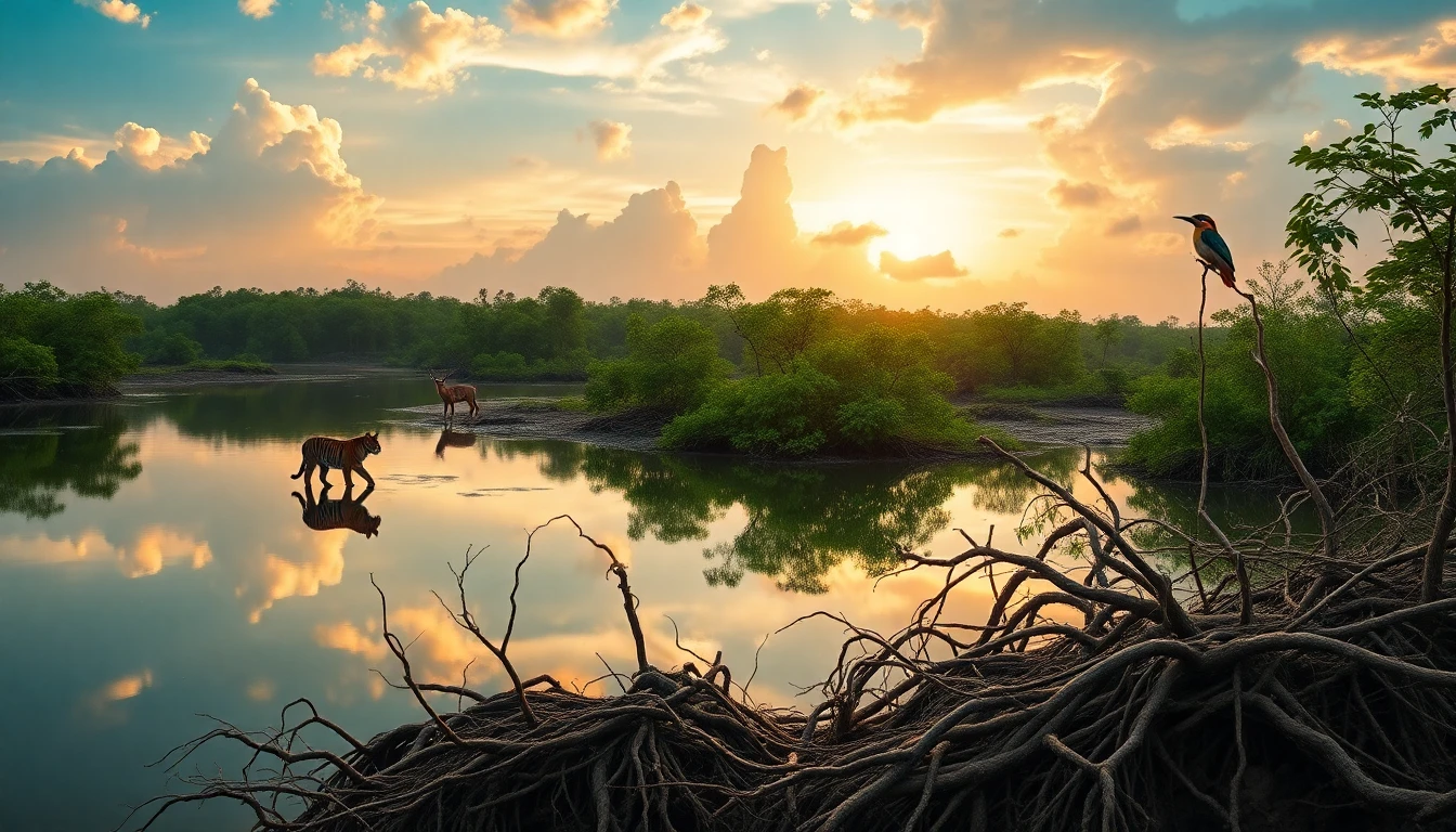 Sundarbans mangrove waterways under lush greens