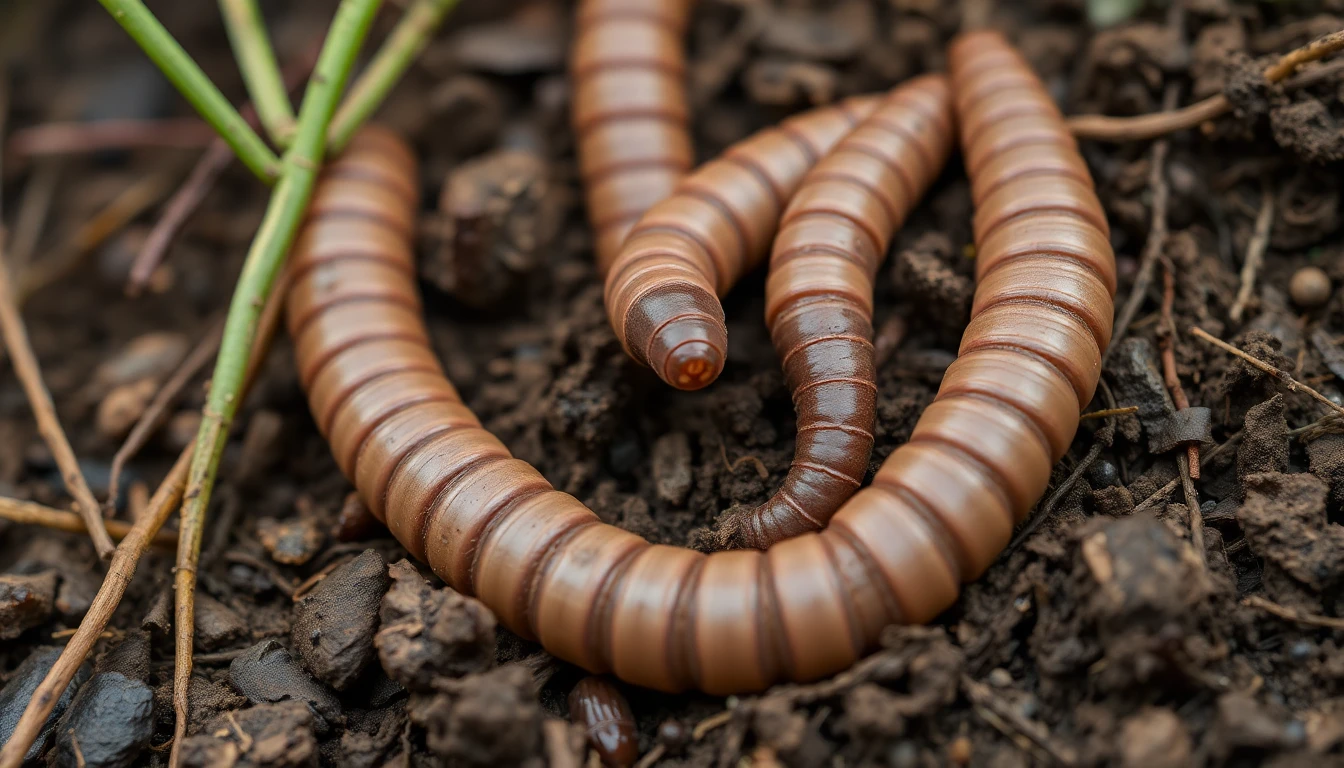 Worms in soil